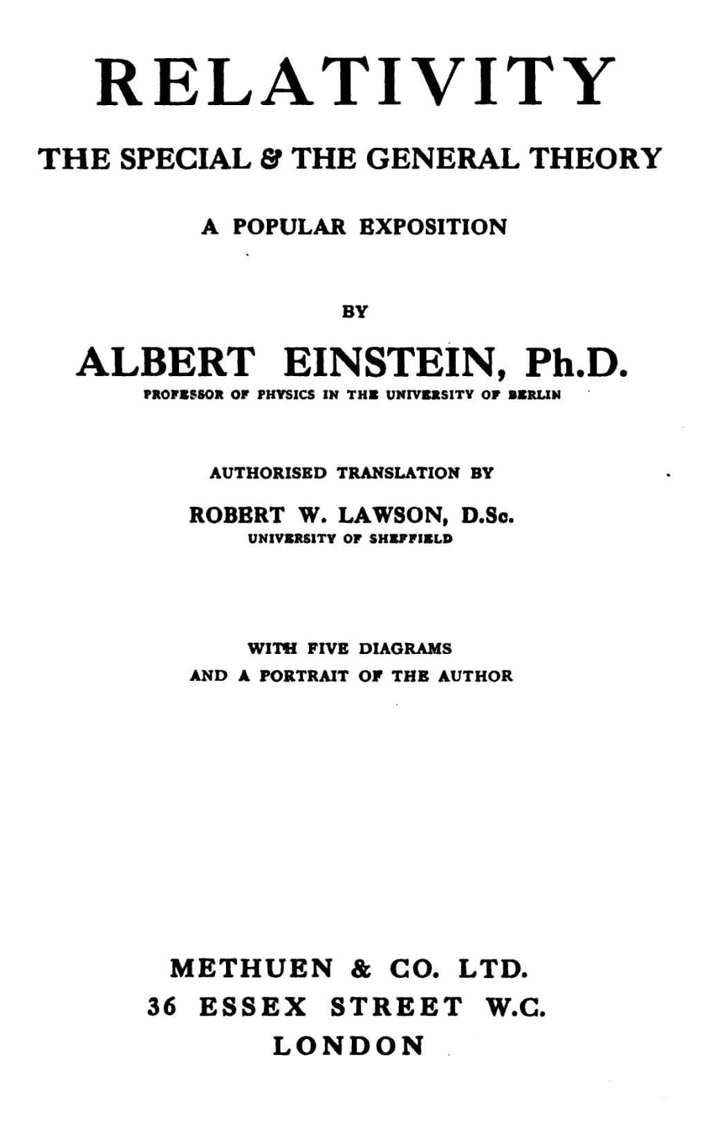 Relativity: The Special & the General Theory: A Popular Exposition, 3rd Ed.