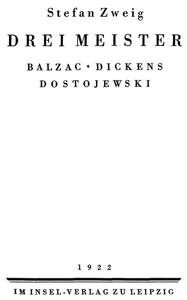 Drei Meister: Balzac, Dickens, Dostojewski