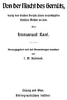 Von Der Macht Des Gemüts, Durch Den Bloßen Vorsatz Seiner Krankhaften Gefühle Meister Zu Sein