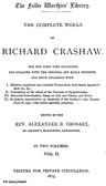 The Complete Works of Richard Crashaw, Volume II