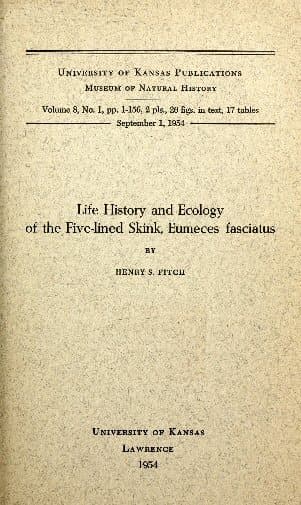 Life History and Ecology of the Five-Lined Skink, Eumeces Fasciatus