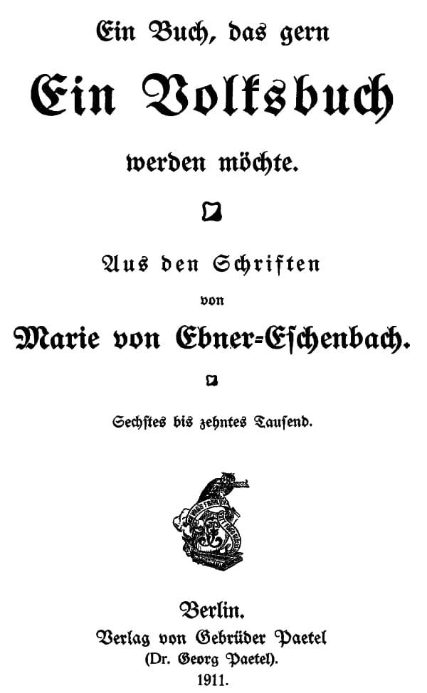 Ein Buch, Das Gern Ein Volksbuch Werden Möchte