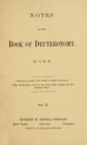 Notes on the Book of Deuteronomy, Volume I