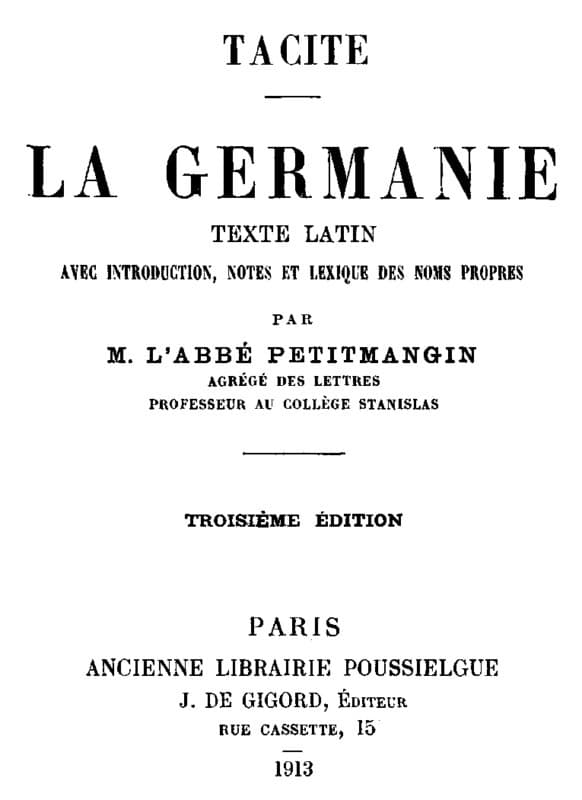 La Germanietexte Latin Avec Introduction, Notes Et Lexique Des Noms Propres