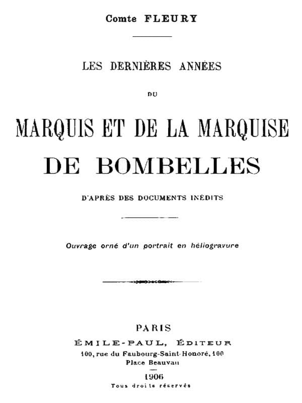 Les Dernières Années Du Marquis Et De La Marquise De Bombelles