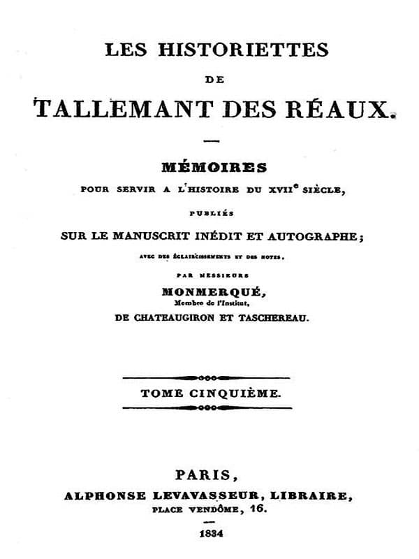 Les Historiettes De Tallemant Des Réaux, Tome Cinquièmemémoires Pour Servir À L'histoire Du Xviie Siècle