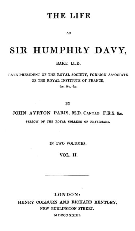 The Life of Sir Humphry Davy, Bart. Ll.d., Volume 2 (of 2)