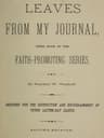 Leaves from My Journal: Third Book of the Faith-Promoting Series: Designed for the Instruction and Encouragement of Young Latter-Day Saints