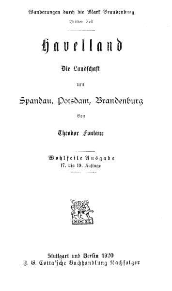 Wanderungen Durch Die Mark Brandenburg, Dritter Teilhavelland