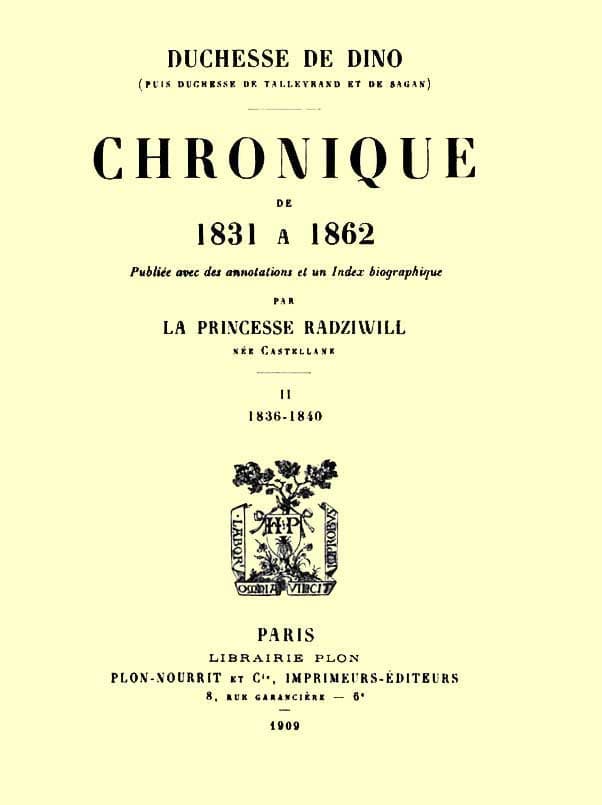 Chronique De 1831 À 1862, Tome 2 (de 4)