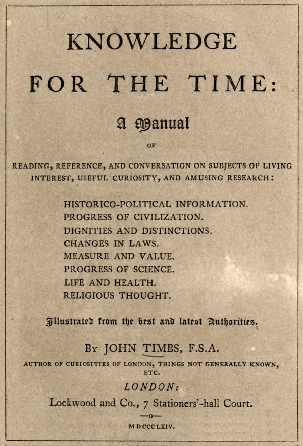 Knowledge for the Time: A Manual of Reading, Reference, and Conversation on Subjects of Living Interest, Useful Curiosity, and Amusing Research