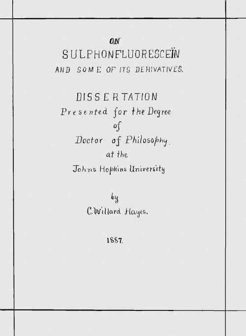On Sulphonfluoresceïn and Some of Its Derivatives