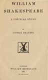 William Shakespeare: A Critical Study