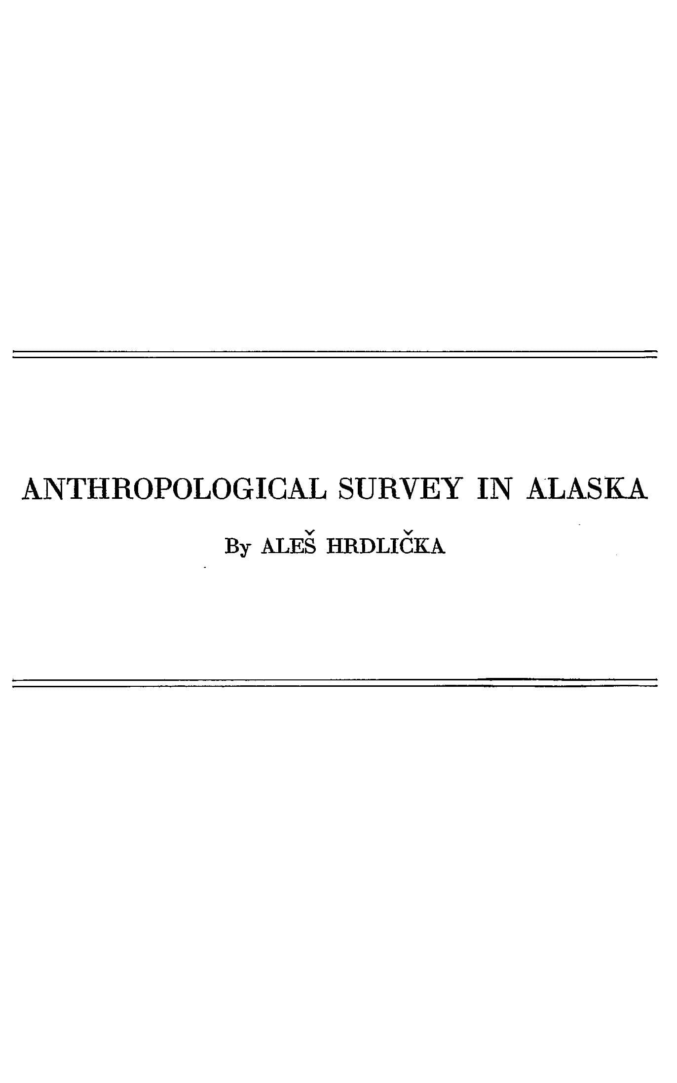 Anthropological Survey in Alaska