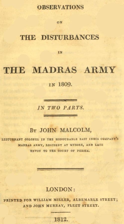 Observations on the Disturbances in the Madras Army in 1809