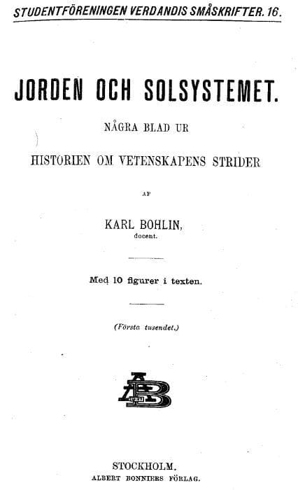 Jorden Och Solsystemet: Några Blad Ur Historien Om Vetenskapens Strider