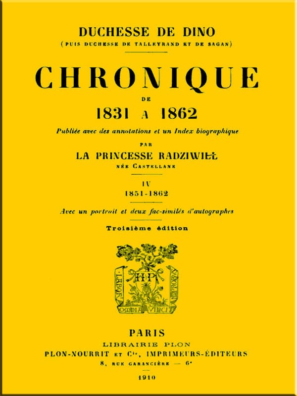 Chronique De 1831 À 1862, Tome 4 (de 4)