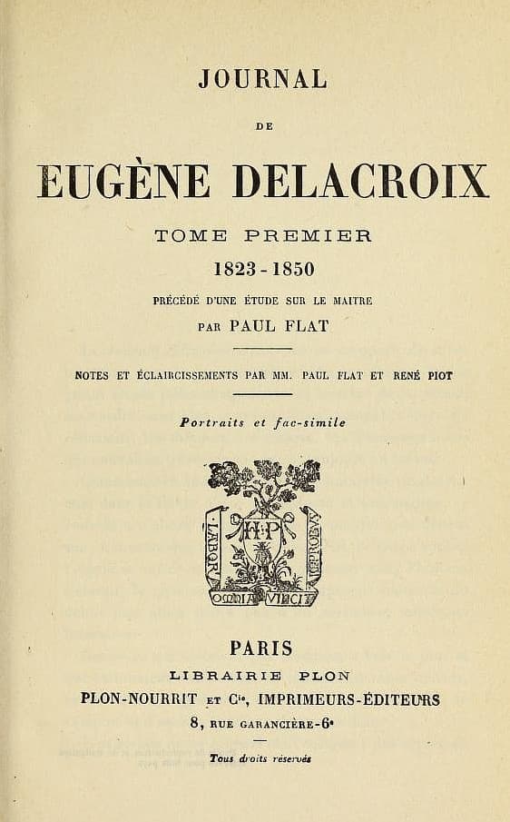 Journal De Eugène Delacroix, Tome 1 (de 3)1823-1850