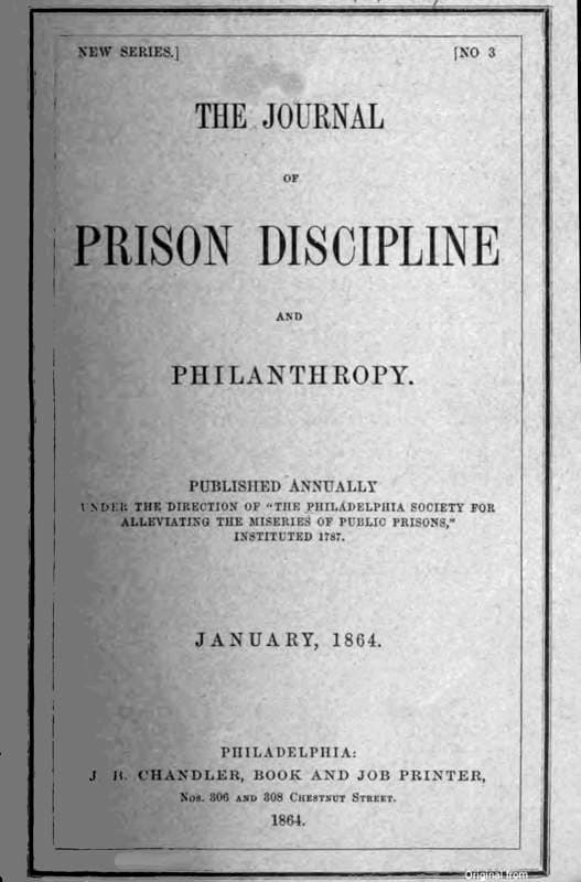 The Journal of Prison Discipline and Philanthropy (new Series, No. 3, January 1864)