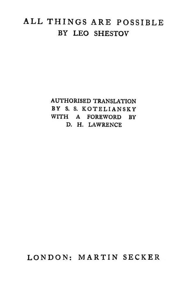 All Things Are Possible