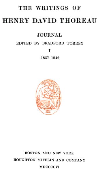 Journal 01, 1837-1846the Writings of Henry David Thoreau, Volume 07 (of 20)