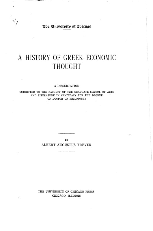 A History of Greek Economic Thought