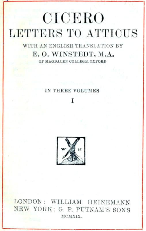 Cicero: Letters to Atticus, Vol. 1 of 3