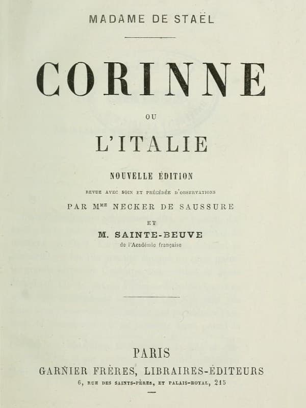 Corinne; ou, l'Italie