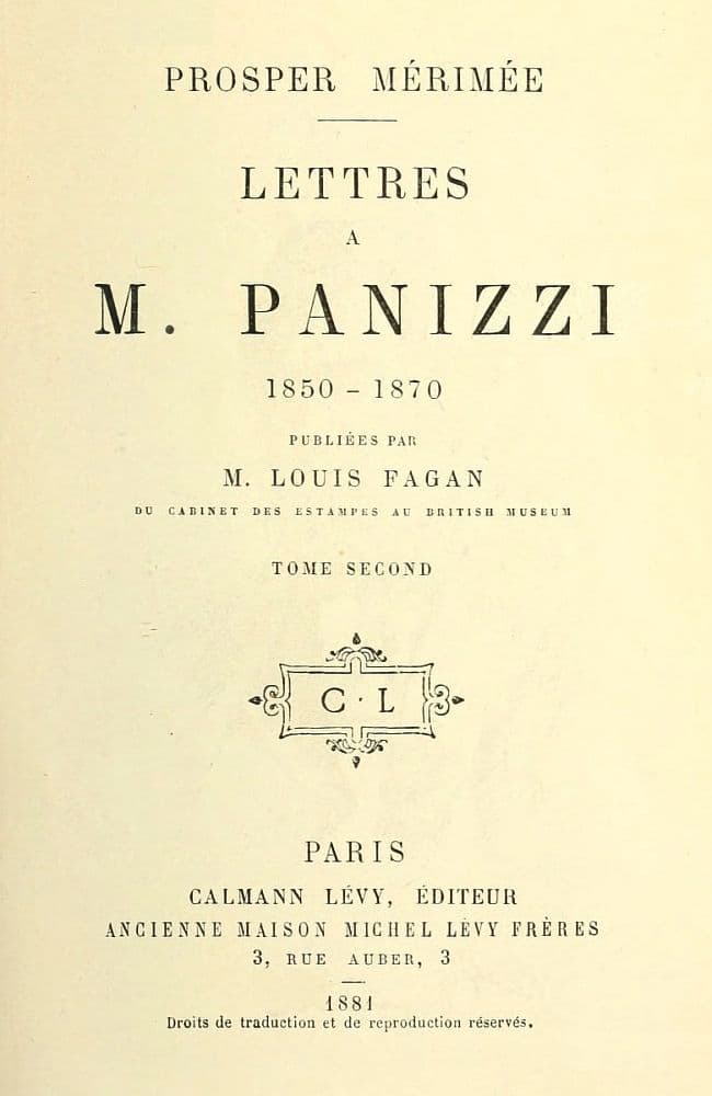 Lettres à M. Panizzi, tome II
