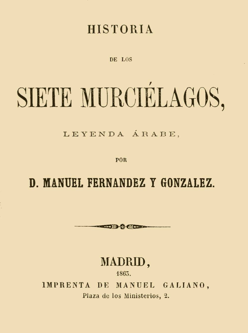 Historia de los siete murciélagos, leyenda árabe