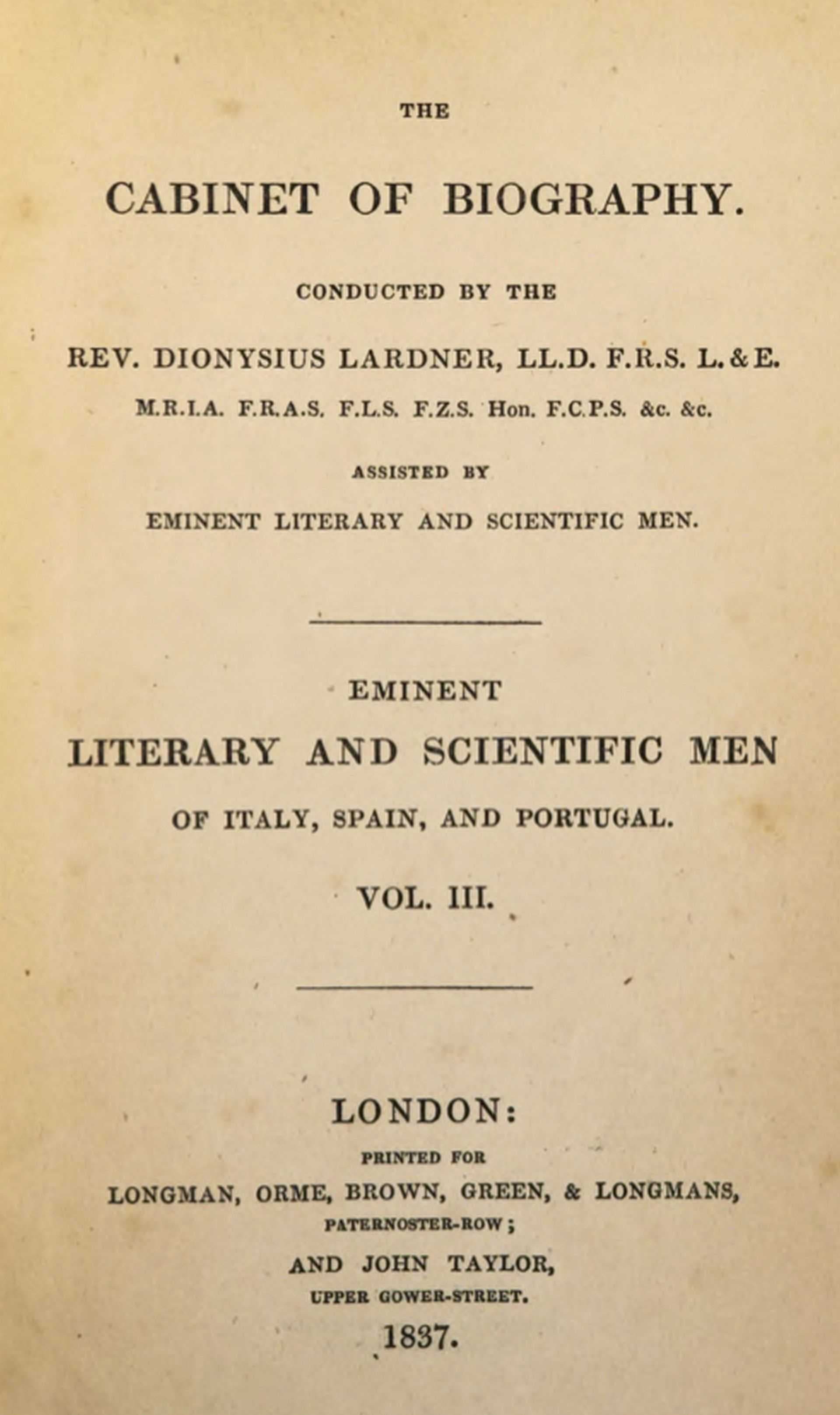 Eminent literary and scientific men of Italy, Spain, and Portugal. Vol. 3 (of…