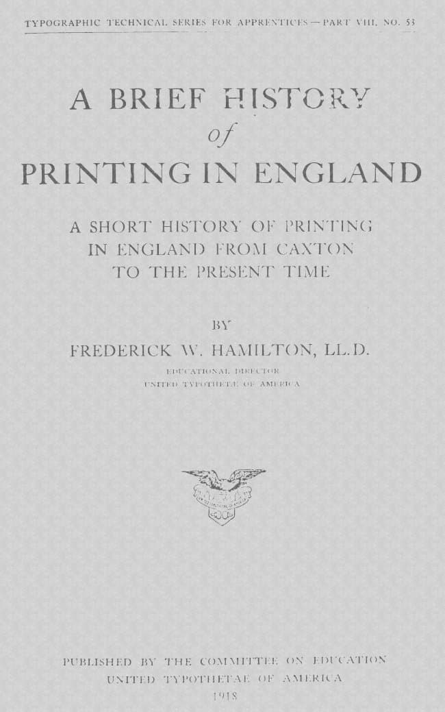 A Brief History of Printing in England