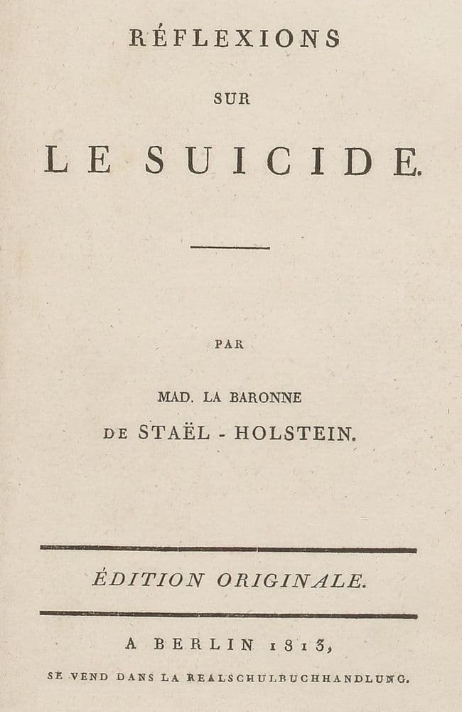 Réflexions sur le suicide