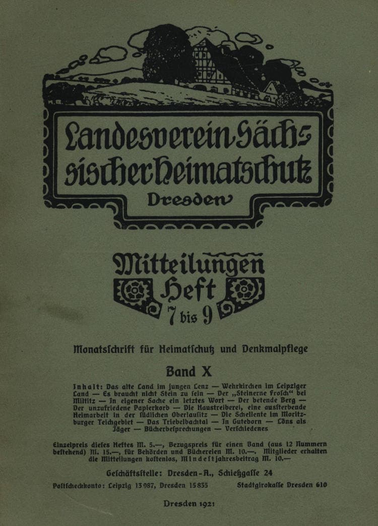 Landesverein Sächsischer Heimatschutz — Mitteilungen Band X, Heft 7-9: Monatsschrift Für Heimatschutz Und Denkmalpflege