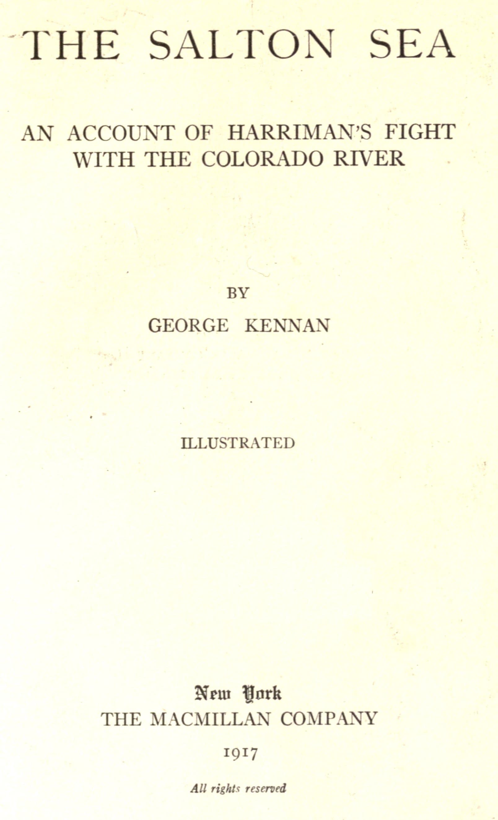 The Salton Sea: An Account of Harriman's Fight with the Colorado River