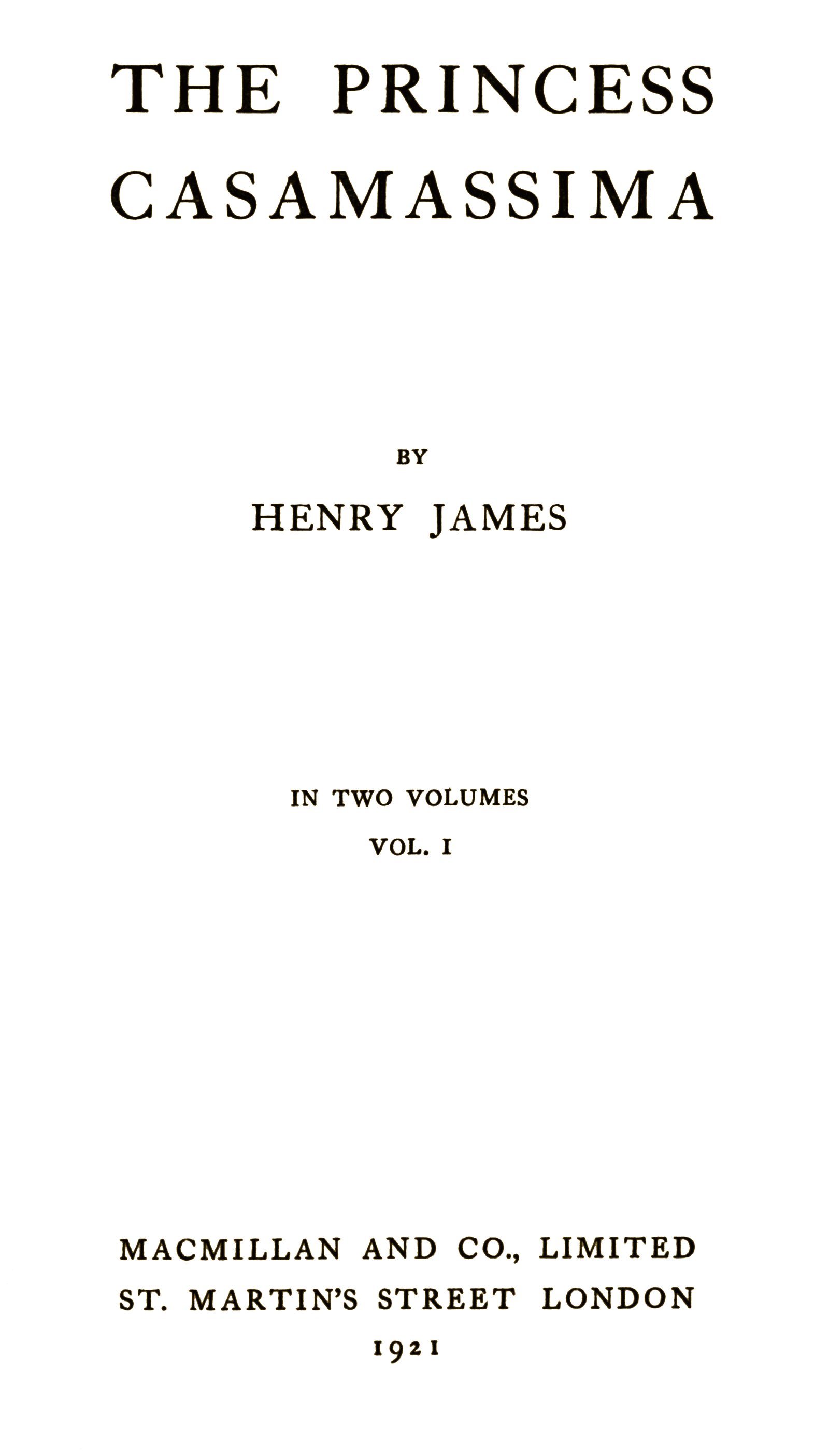 The Princess Casamassima (volume 1 of 2)