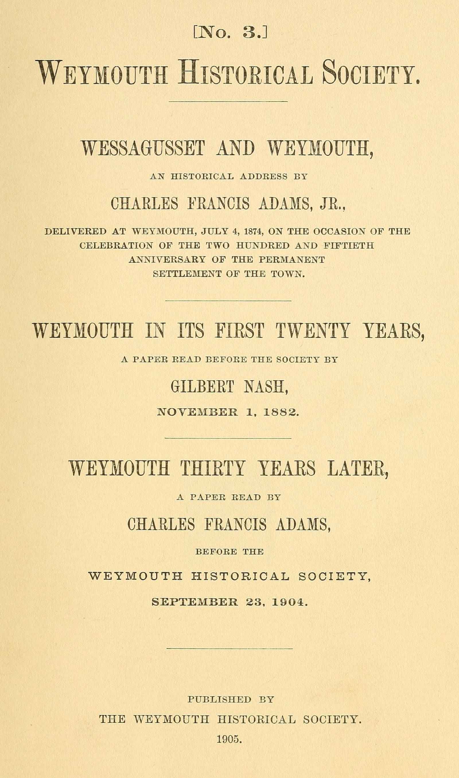 Wessagusset and Weymouth