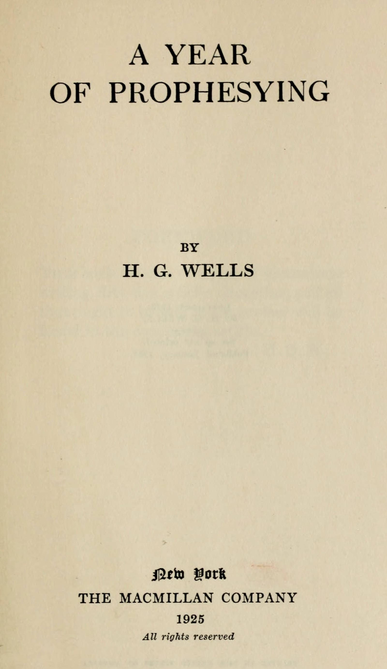 A Year of Prophesying