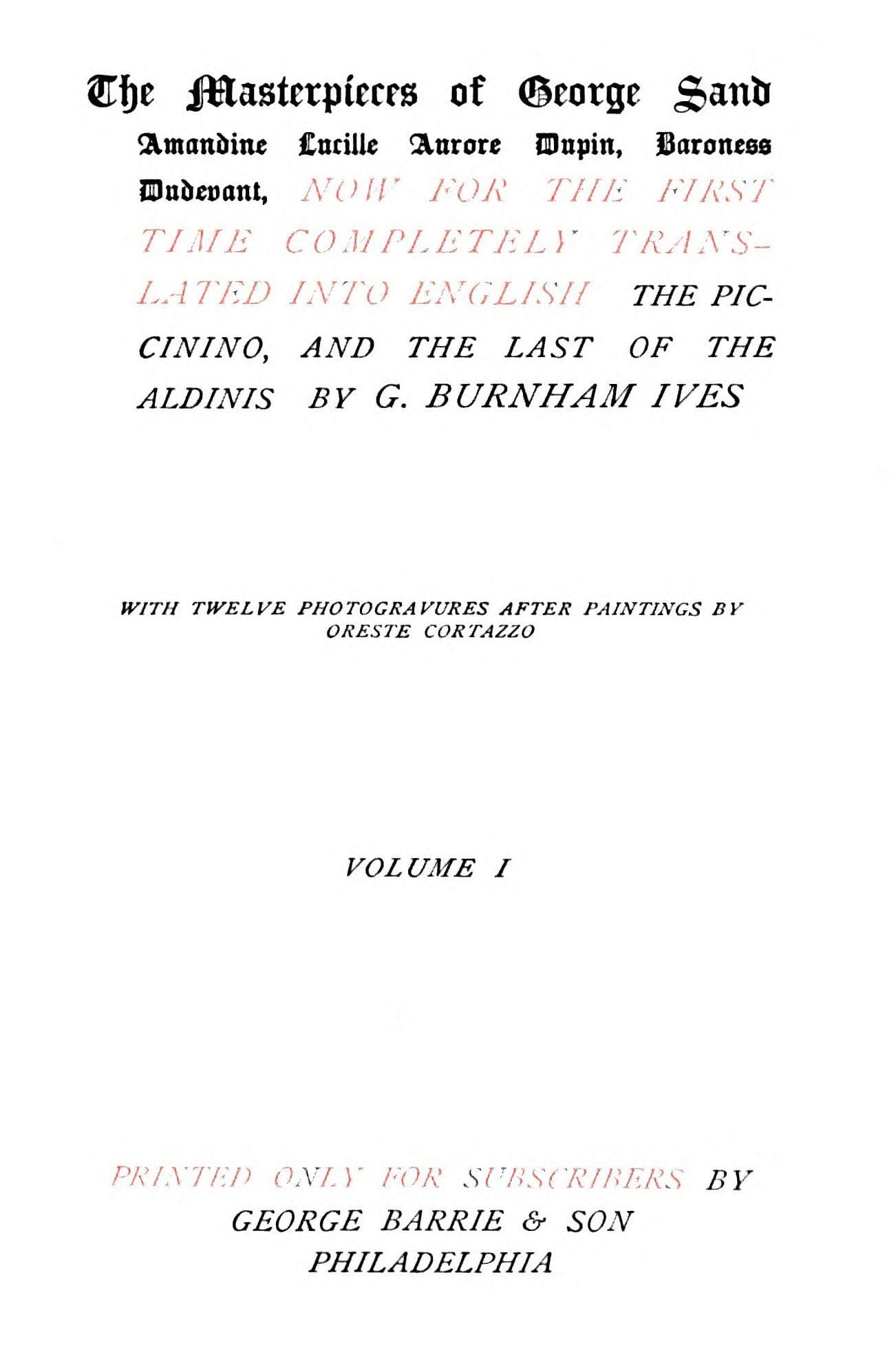 The Piccinino, Volume 1 (of 2)