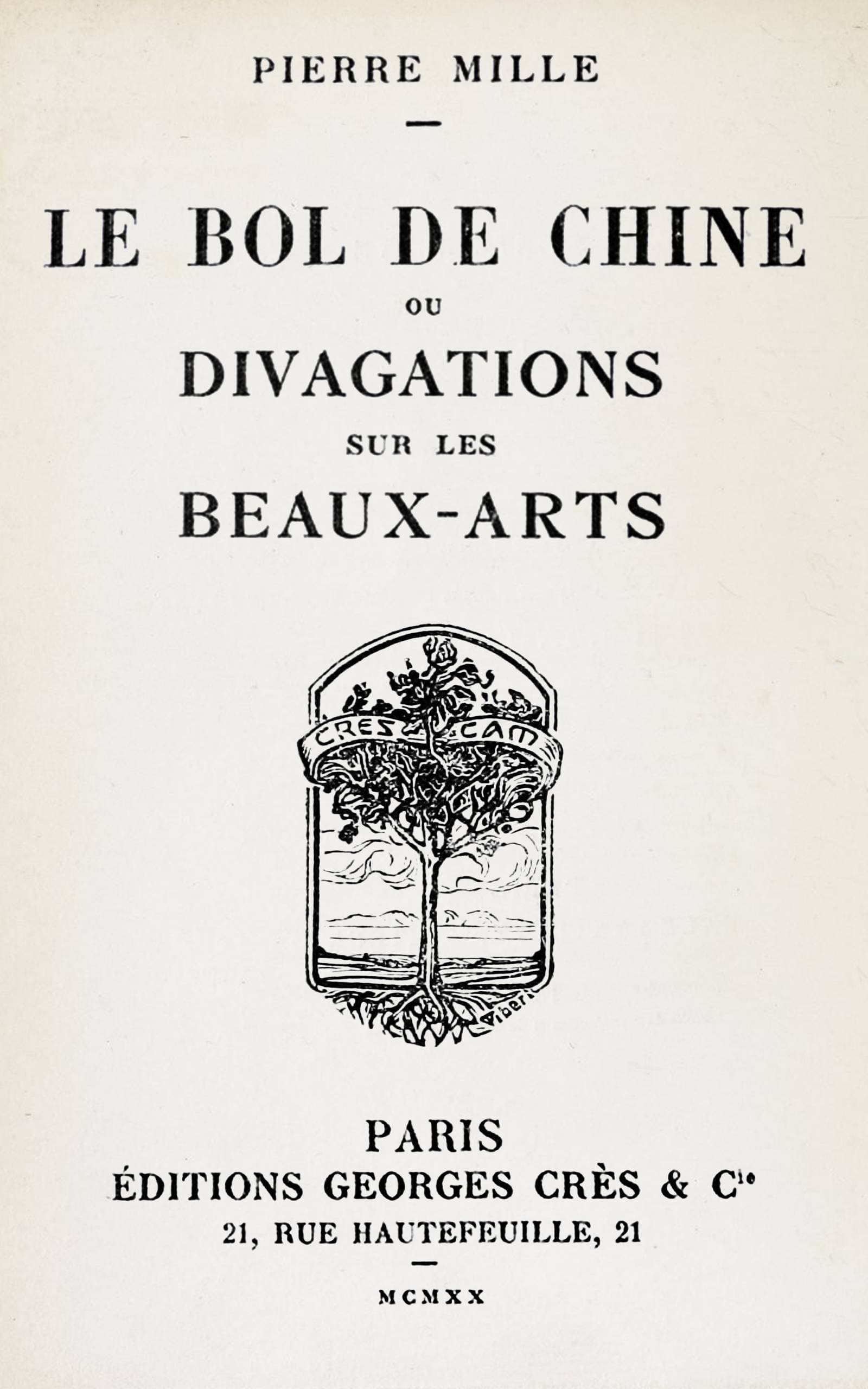 Le Bol De Chine; Ou, Divagations Sur Les Beaux-Arts