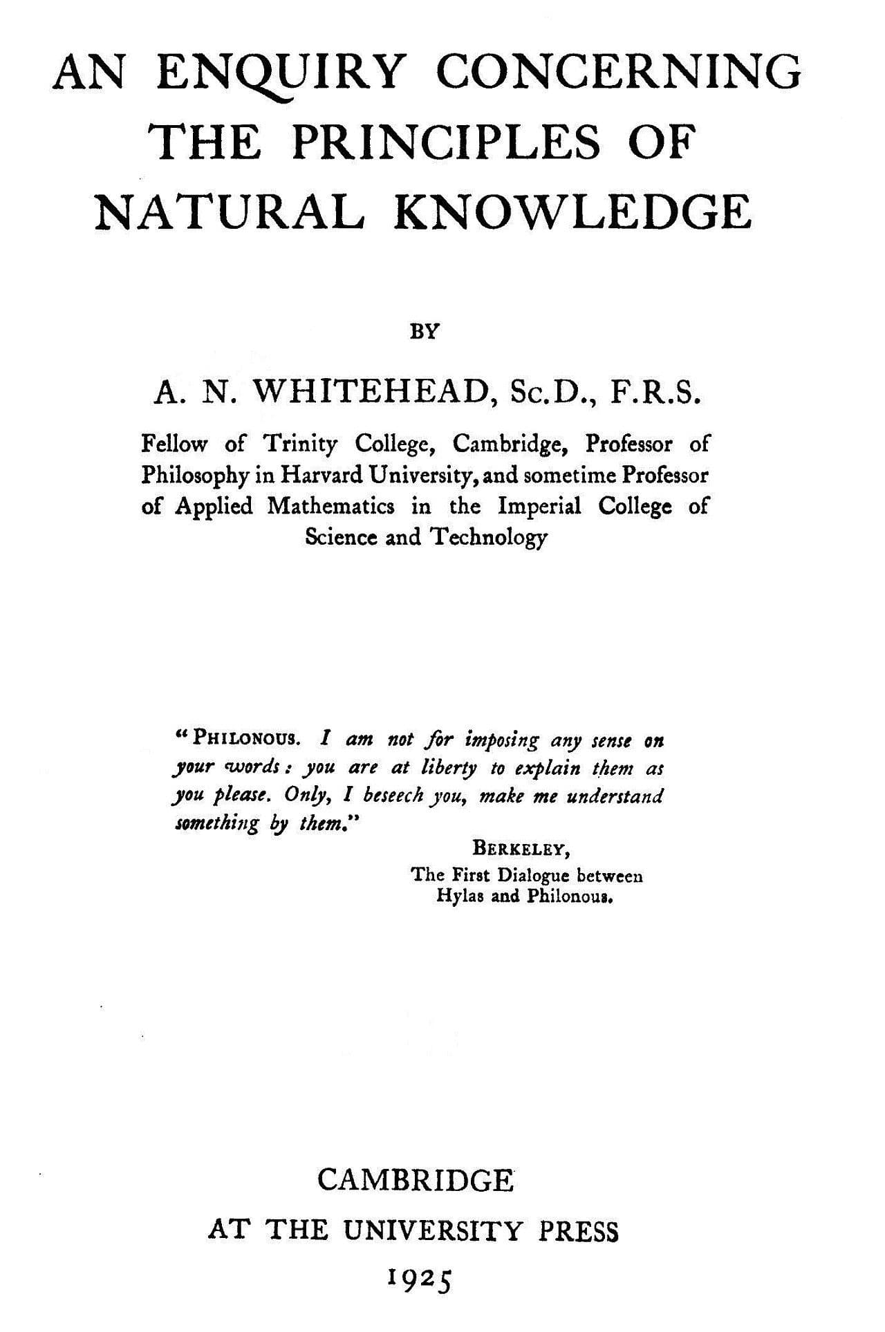 An Enquiry Concerning the Principles of Natural Knowledge