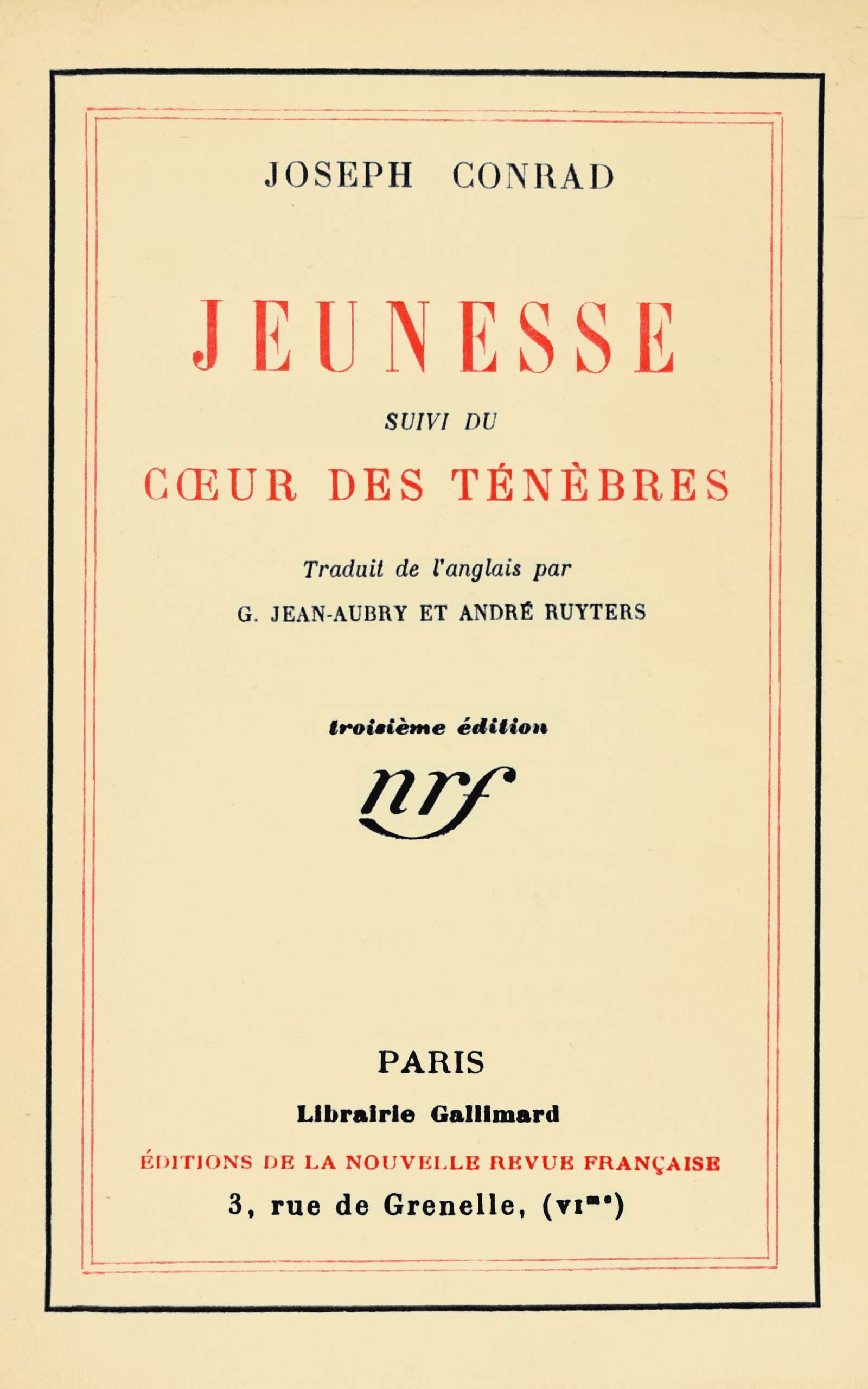 Jeunesse, Suivi Du Cœur Des Ténèbres