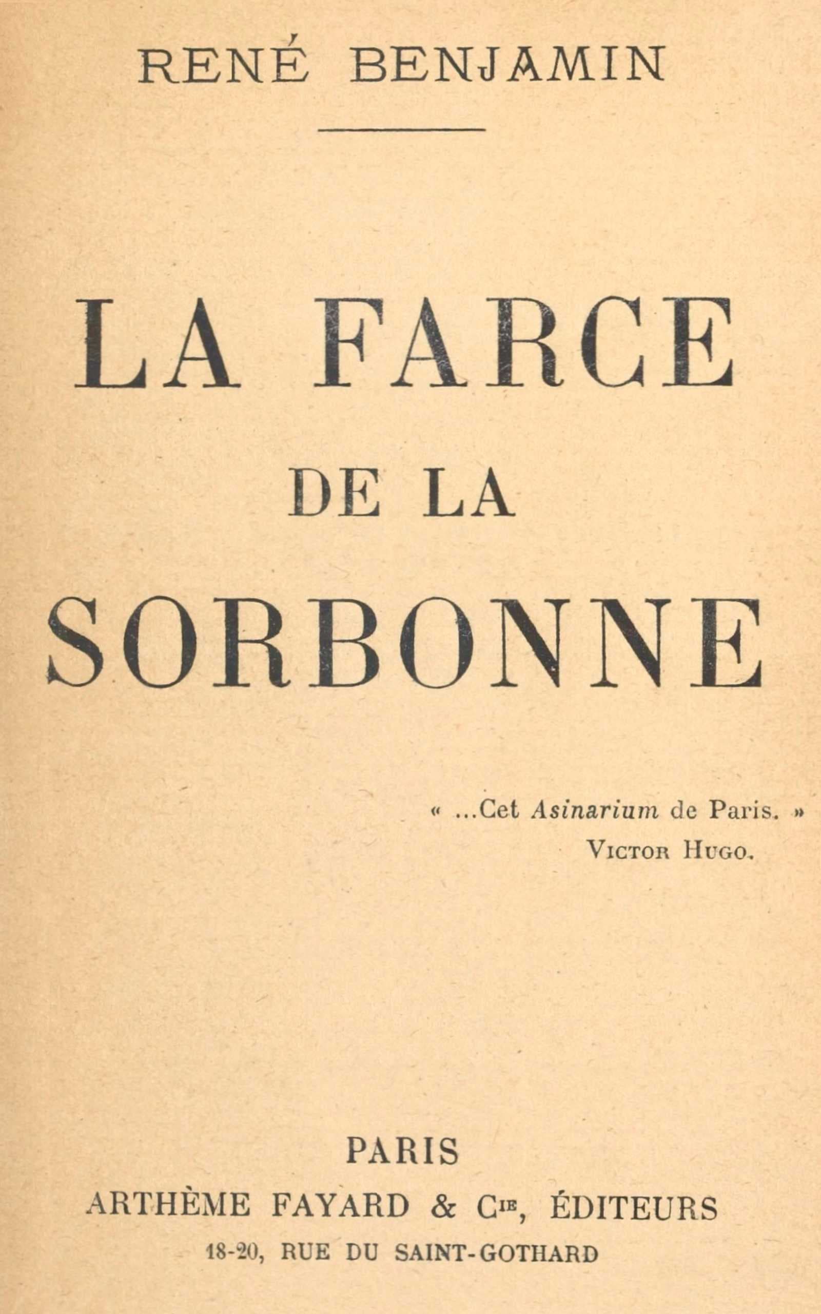 La Farce De La Sorbonne