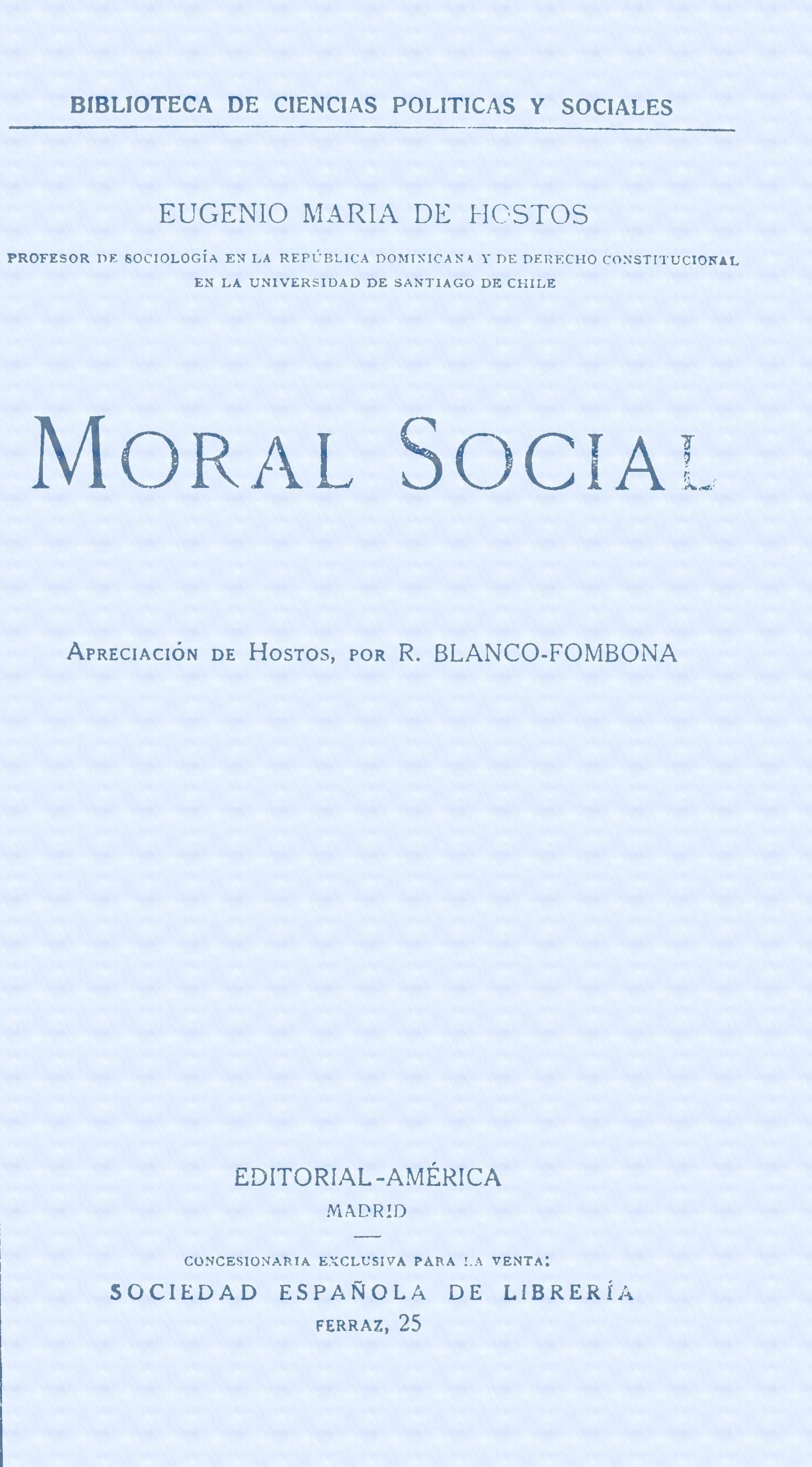 Moral Social: Apreciación De Hostos
