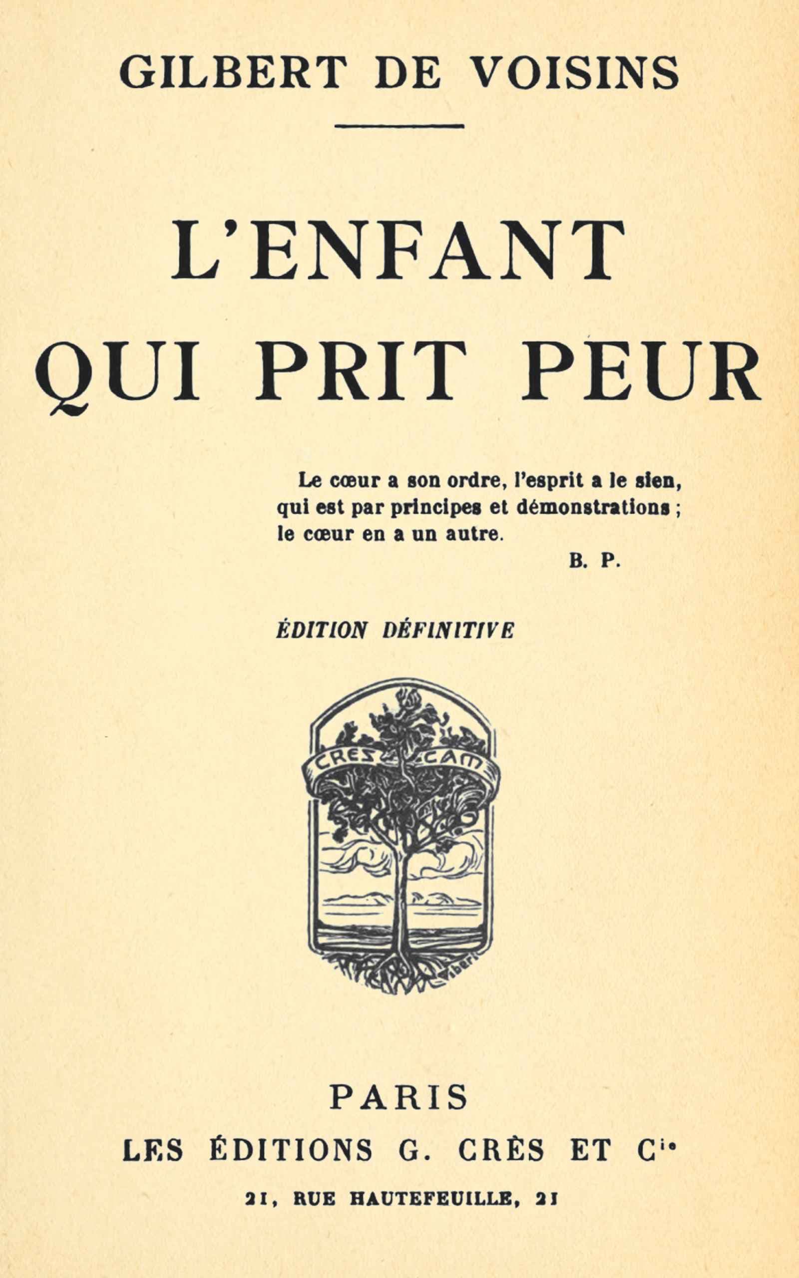L'enfant Qui Prit Peur