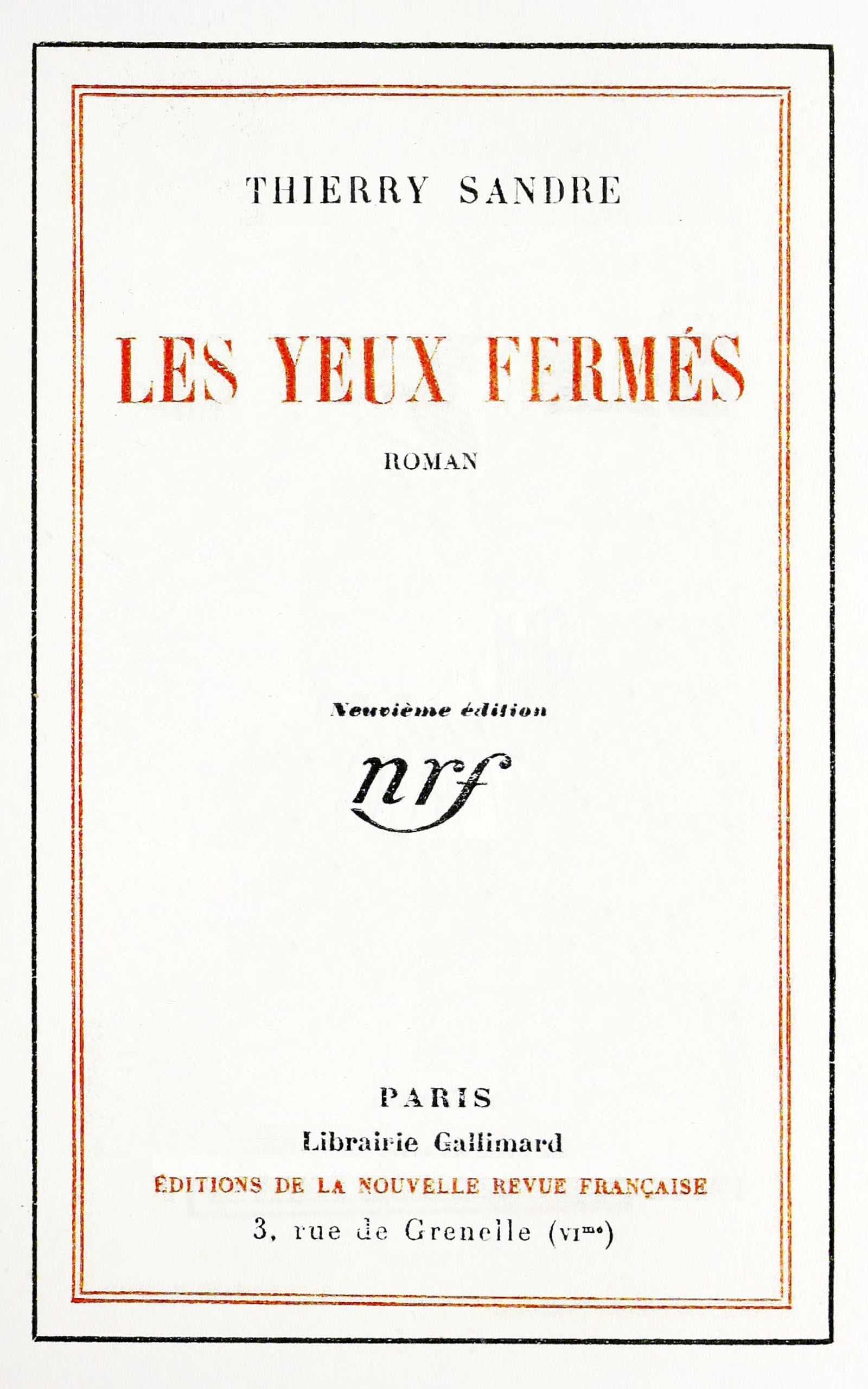 Les Yeux Fermés: Roman