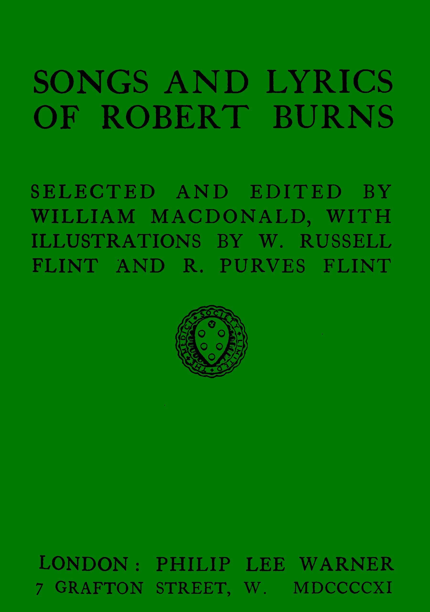 Songs and Lyrics of Robert Burns