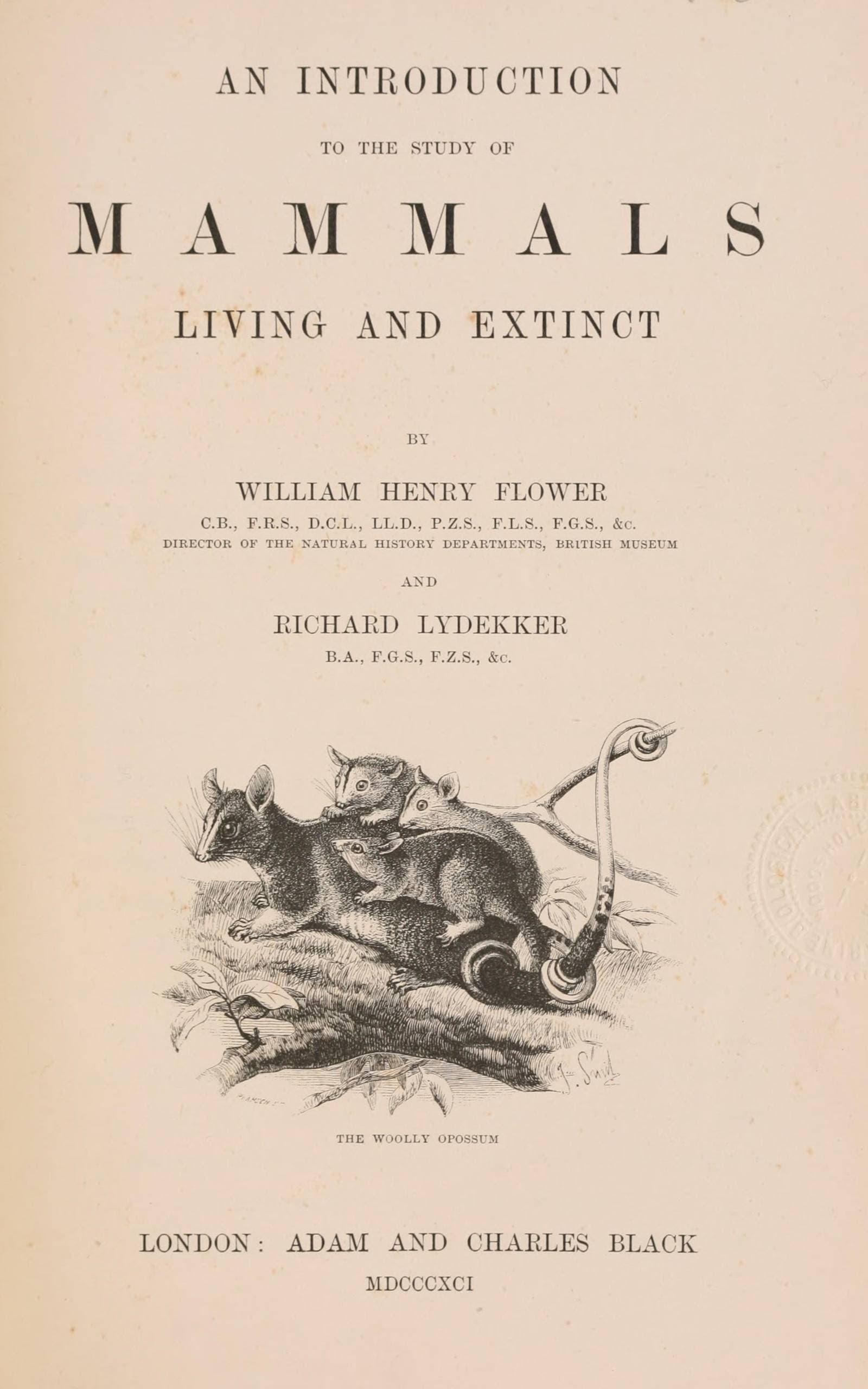 An Introduction to the Study of Mammals Living and Extinct