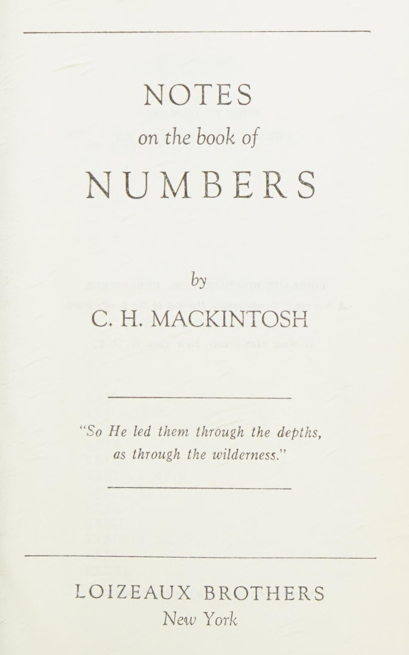 Notes on the Book of Numbers