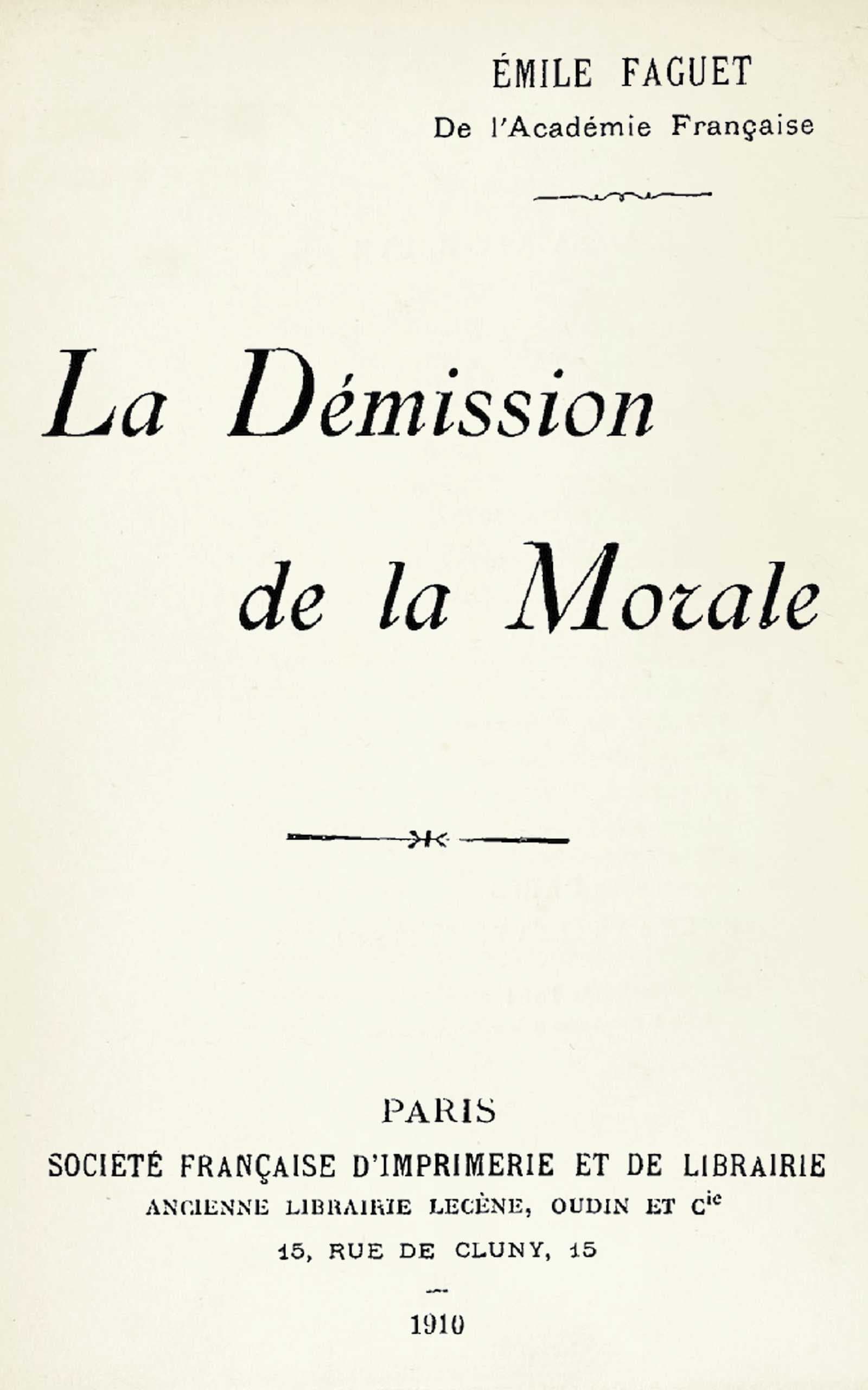 La Démission De La Morale